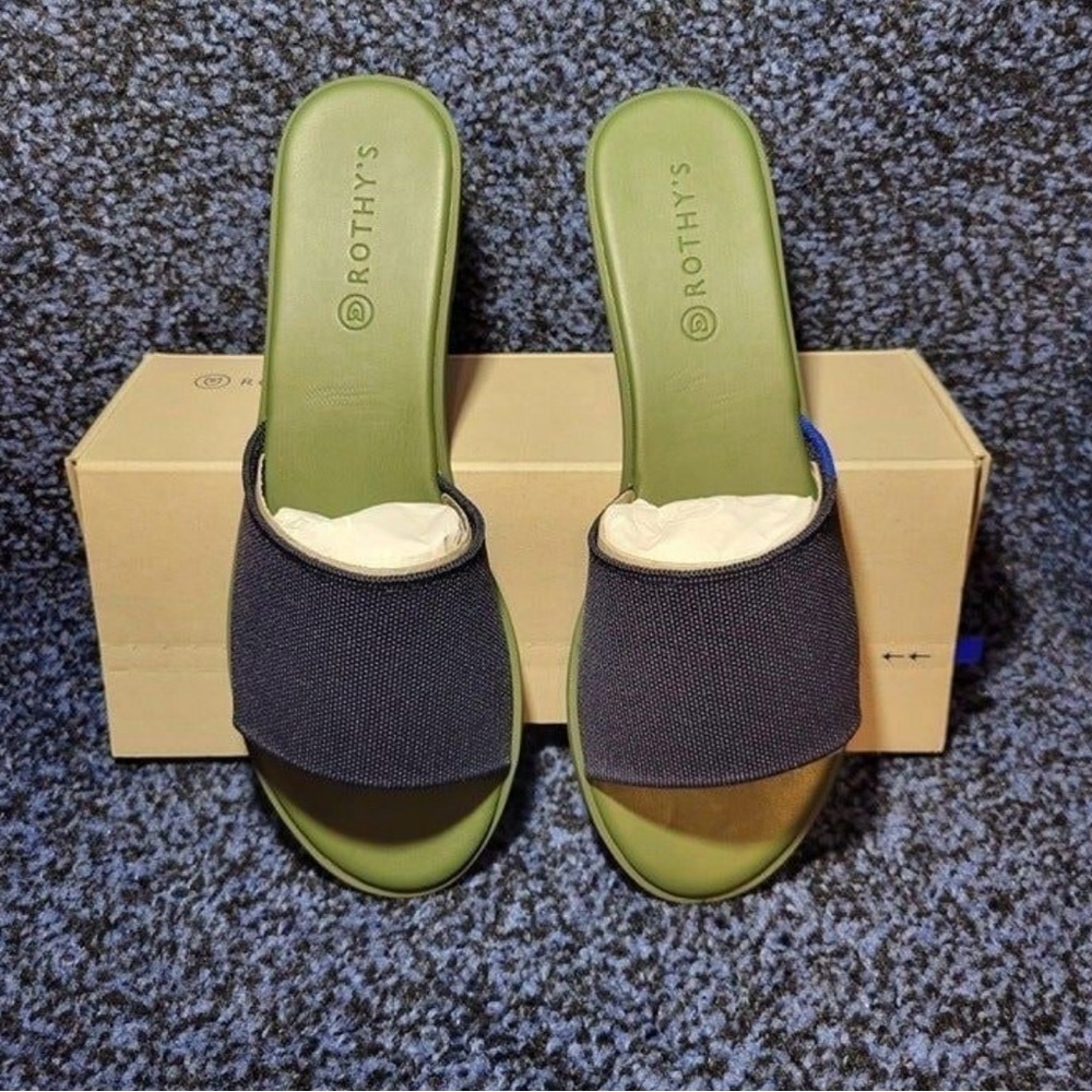 Rothy's Green and Black Women's Slides